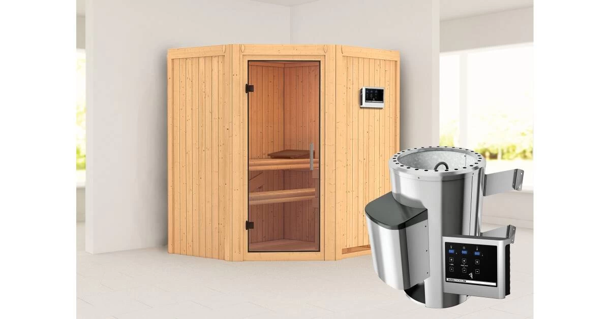 Karibu Sauna Tonja + 3,6kW Plug&Play Ofen Externe Steuerung – Bild 4