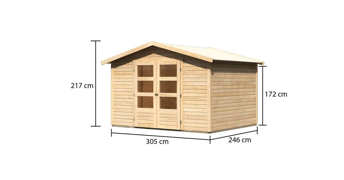 Karibu Gartenhaus 19mm Amberg 5 Unbehandelt – Bild 5