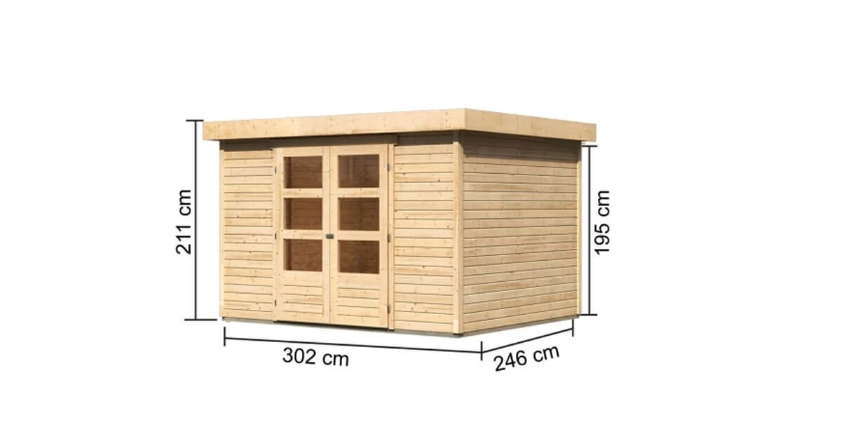 Karibu 19mm Gartenhaus Askola 5 Unbehandelt 302x246cm – Bild 9
