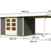 Karibu 19mm Gartenhaus Askola 5 Mit Anbau 2,40m Terragrau
