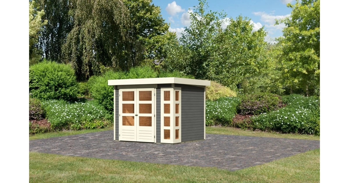 Karibu 19mm Gartenhaus Kerko 3 Terragrau 242x217cm – Bild 7