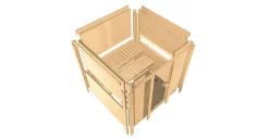 Karibu Sauna Amelia 1 Mit Dachkranz + 9kW Saunaofen Mit Integrierter Steuerung