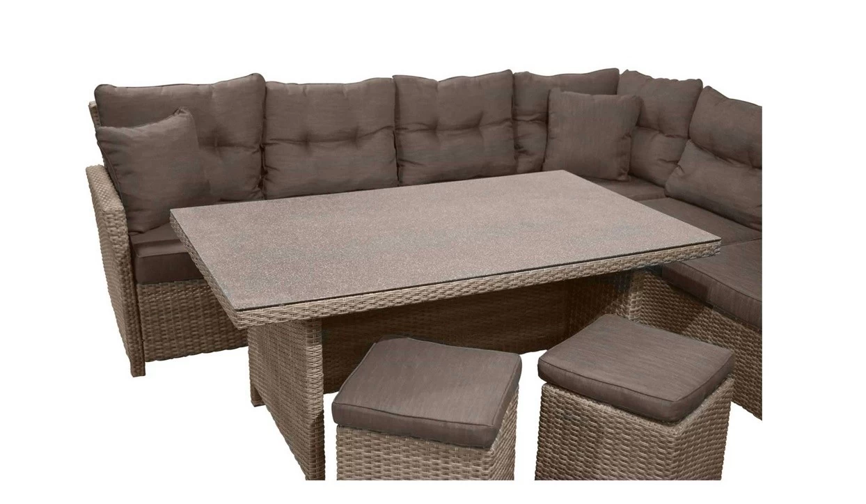 Gartenmöbel Set Rabida / Turin Braun 22teilig Loungemöbel Polyrattan Dining-Eck-Lounge