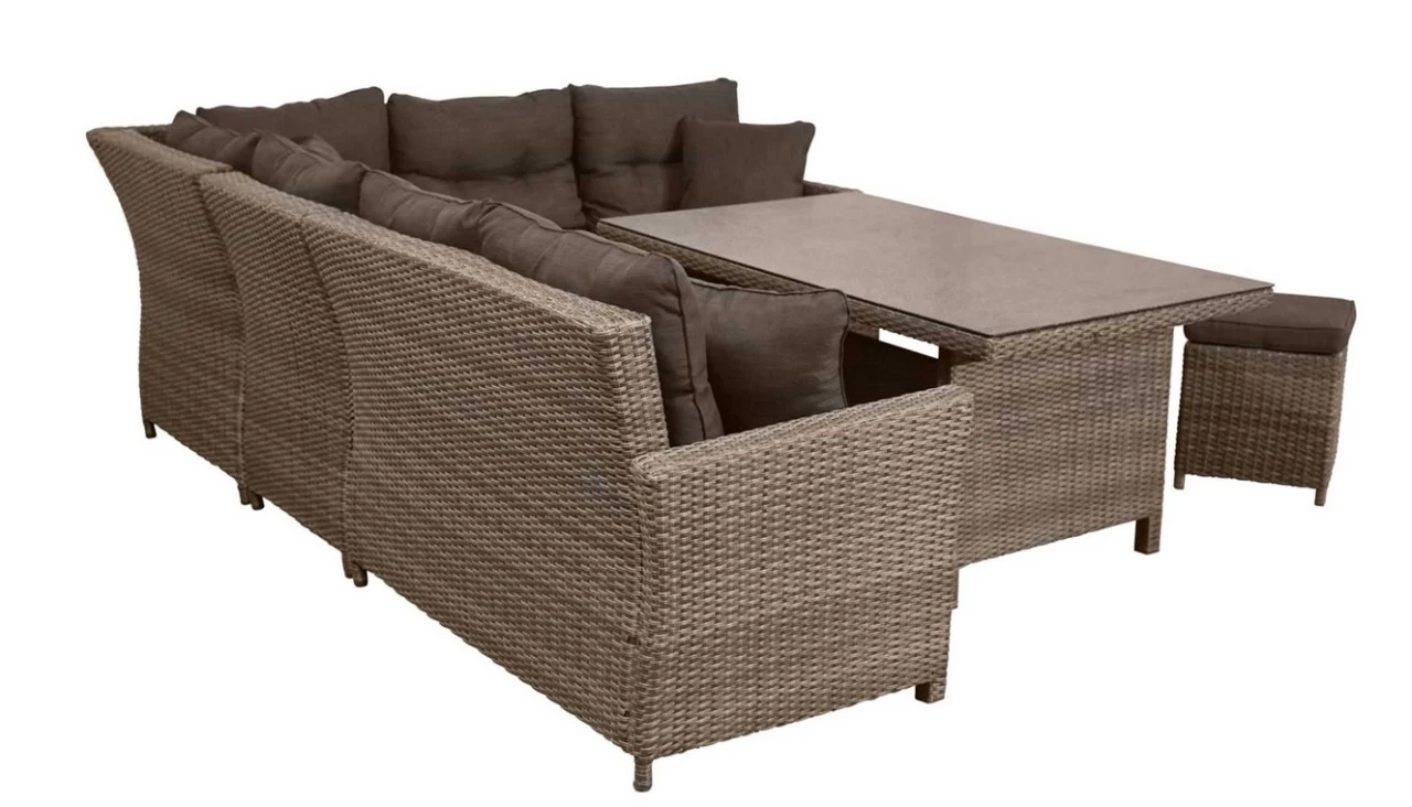 Gartenmöbel Set Rabida / Turin Braun 22teilig Loungemöbel Polyrattan Dining-Eck-Lounge – Bild 5