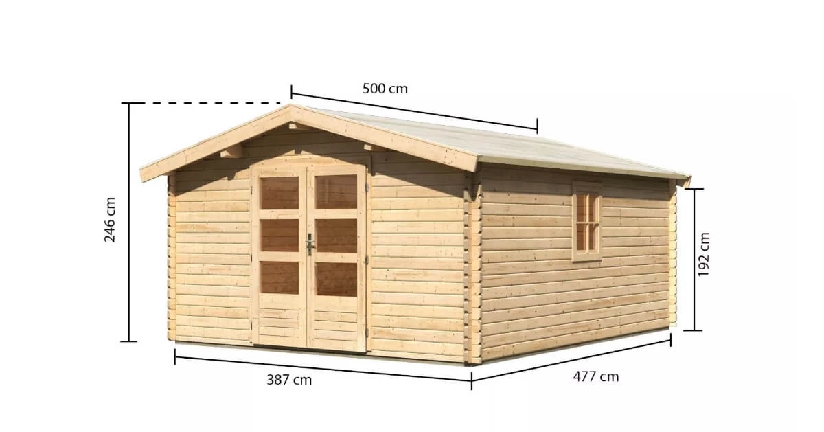 Karibu Gartenhaus Mühlheim 7 Unbehandelt 38mm 387 X 477 Cm – Bild 3