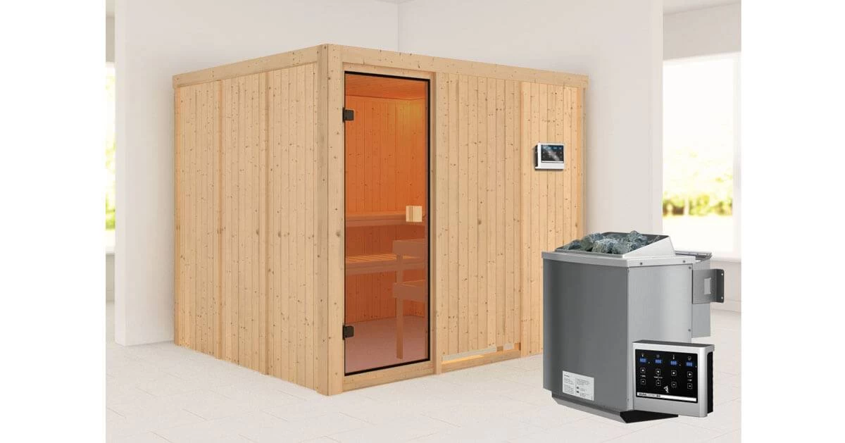 Karibu Sauna Nybro + 4,5kW BIO-Kombiofen Mit Ext. Steuerung Easy – Bild 4