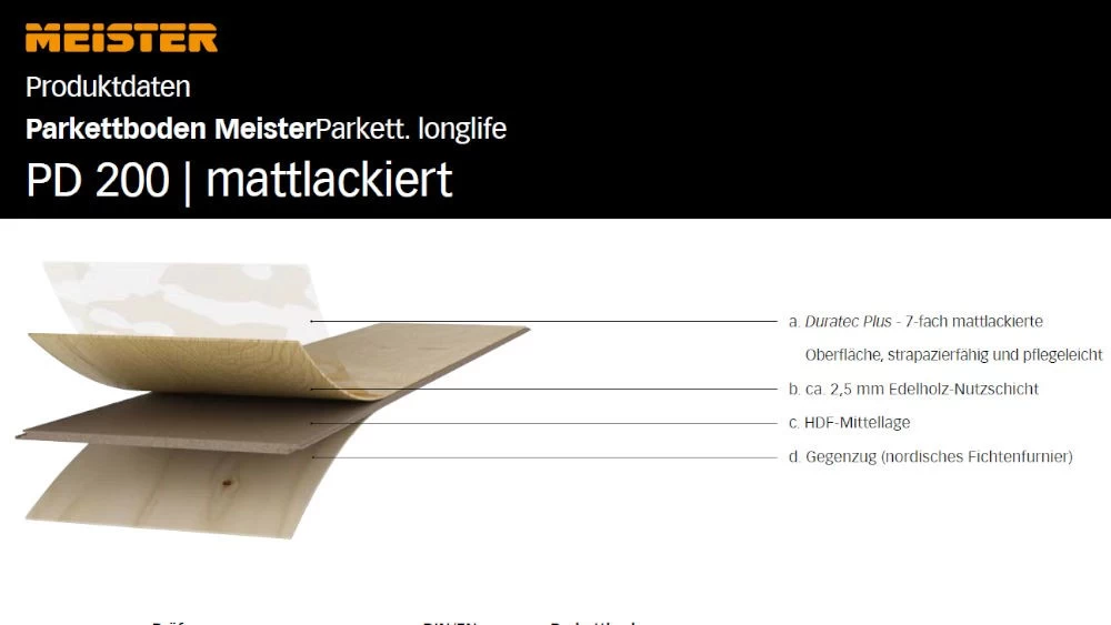 Meister Longlife-Parkett PD 400 Eiche Authentic Cremeweiß 9017 – Bild 2