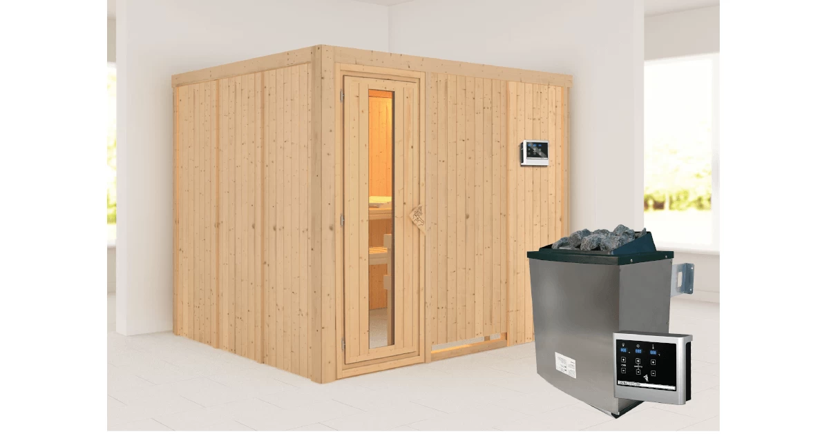 Karibu Sauna Gobin + 9kW Saunaofen Mit Ext. Steuerung – Bild 6