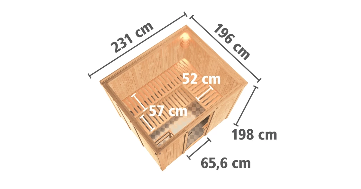 Karibu Sauna Gobin + 9kW Saunaofen Mit Ext. Steuerung – Bild 8