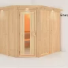 Karibu Sauna Malin Mit Dachkranz + 9kW Saunaofen Mit Ext. Steuerung