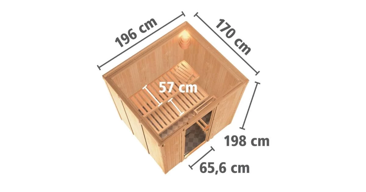Karibu Sauna Sodin + 9kW Saunaofen Mit Integrierter Steuerung – Bild 3