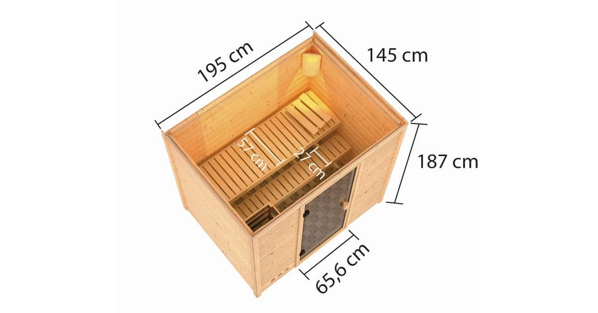 Karibu Sauna Selena + 9kW Saunaofen Mit Ext. Steuerung Easy – Bild 5