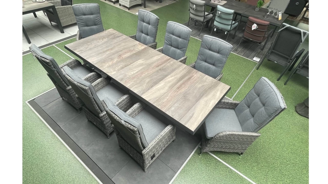 Gartenmöbel Set Mit Sincro Ausziehtisch 200/260x100cm Und 8 Bailado Gartensesseln – Bild 6