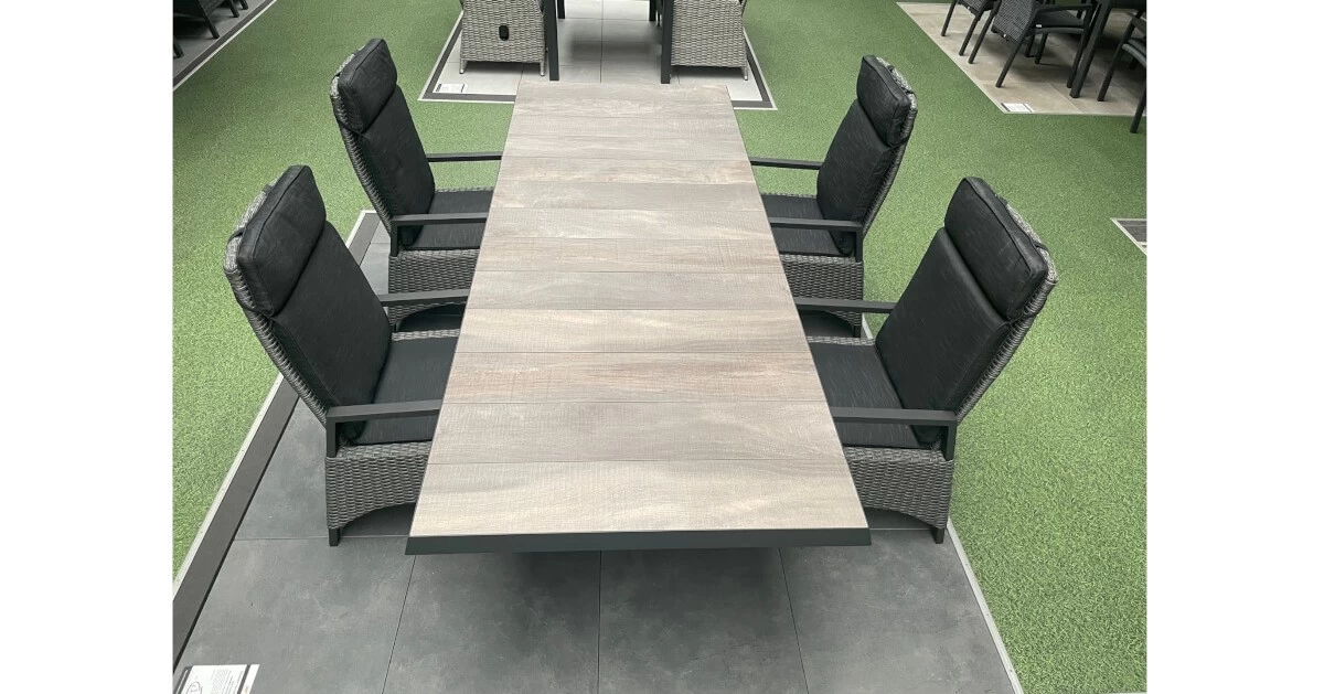 Gartenmöbel Set Mit Sincro Ausziehtisch 200/260x100cm Und 4x Dining Sessel Keramo – Bild 3