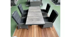 Gartenmöbel Set Mit Sincro Ausziehtisch 160/200x90cm Und 4 Barcelona Gartensesseln