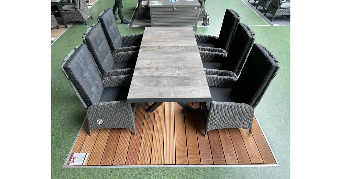 Gartenmöbel Set Mit Sincro Ausziehtisch 160/200x90cm Und 6 Barcelona Gartensesseln – Bild 6