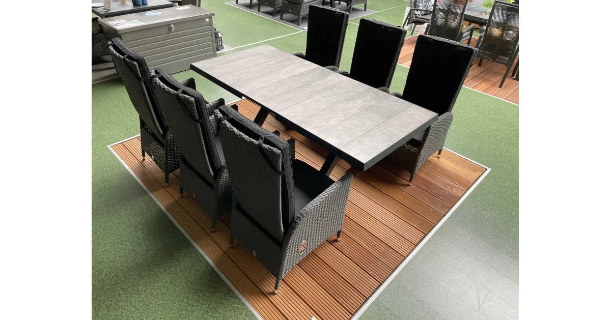 Gartenmöbel Set Mit Sincro Ausziehtisch 160/200x90cm Und 6 Barcelona Gartensesseln – Bild 3