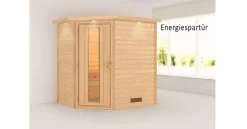 Karibu Sauna Svea Mit Dachkranz + 9kW Saunaofen Mit Integrierter Steuerung
