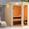 Karibu Sauna Tabea Mit Dachkranz + 9kW BIO-Kombiofen Mit Ext. Steuerung Easy