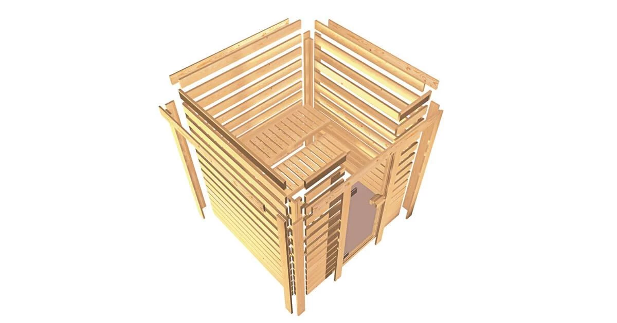 Karibu Tilda Ecksauna + 9kW Saunaofen Mit Externer Steuerung Easy