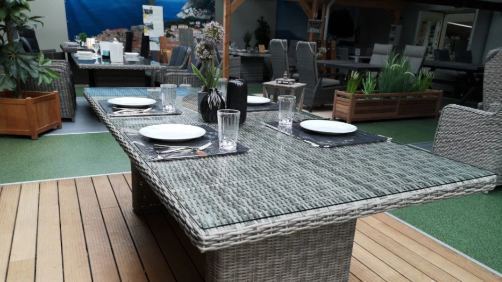 Geflechttisch Durban Polyrattan Hellgrau – Bild 4