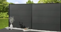 System WPC Zaunfeld Set XXL Anthrazit Steckzaun