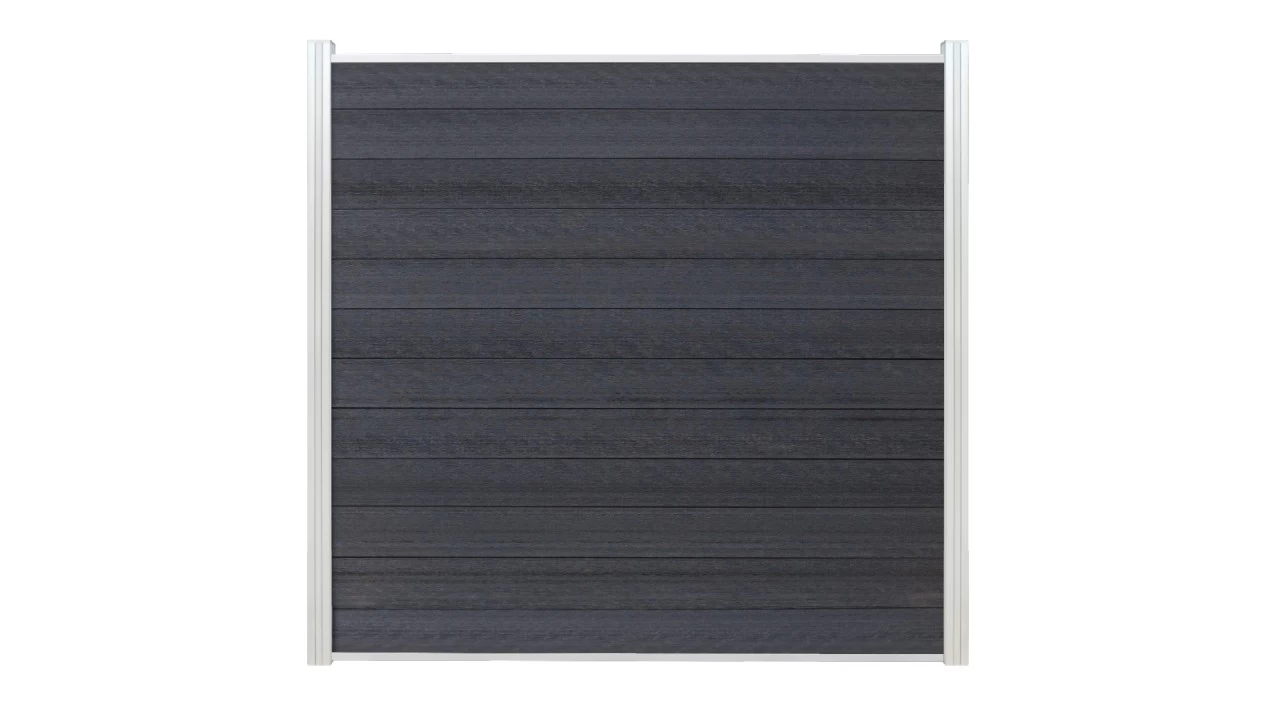 System WPC Classic Zaunfeld Set Coextrudiert Anthrazit Steckzaun (ohne Alupfosten Silber) – Bild 2