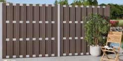 Sichtschutz Zaun Jumbo WPC Ibiza Alu Design Braun Mit 4 Extra Stabilen Aluminium-Querriegeln