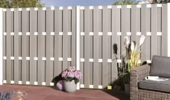 Sichtschutz Zaun Jumbo WPC Ibiza Alu Design Grau Mit 4 Extra Stabilen Aluminium-Querriegeln