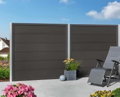 Design WPC Alu Dichtzaun Moglia Roma Forte WPC Anthrazit / Rahmen Alu Anthrazit Lackiert