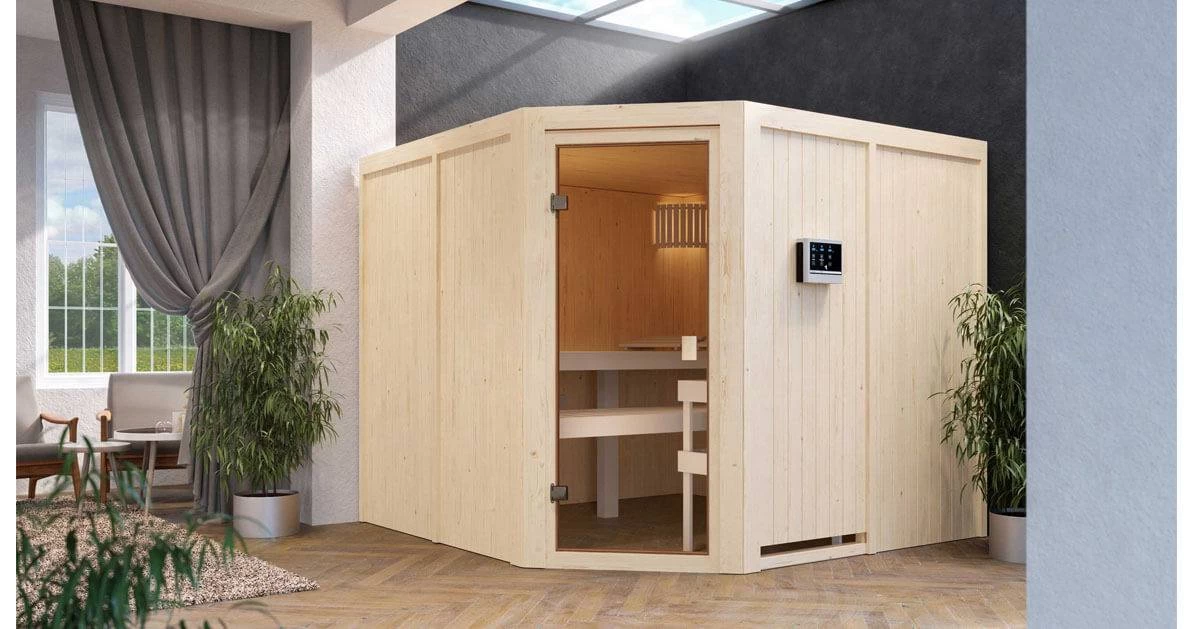 Karibu Sauna Ystad + 4,5kW Saunaofen Mit Ext. Steuerung Easy