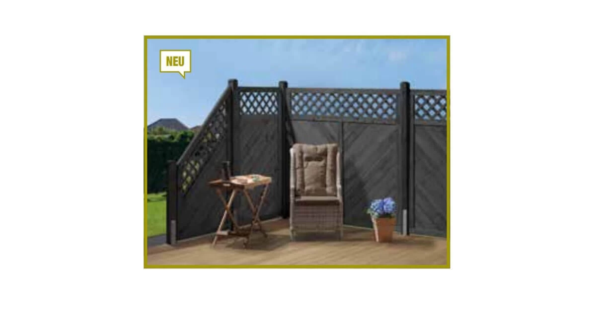 Sichtschutz Zaun Gada Mit Rankgitter Kiefer/Fichte Dunkelgrau Lasiert