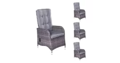 Gartenstuhl Bailado Verstellbar Omega-grau Mit Stufenlos Verstellbarer Rückenlehne 4er Set