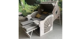 DeVries Strandkorb PURE Seaside XXL SUN Kunstoffgeflecht White Kubu Gestell Washed White