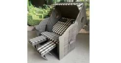 DeVries Strandkorb PURE Wave XL Kunstoffgeflecht Grey Gestell Grau Lasiert