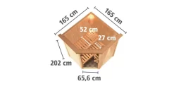 Karibu Sauna Larin Mit Dachkranz + 9kW Saunaofen Mit Integrierter Steuerung