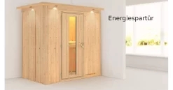Karibu Sauna Variado Mit Dachkranz + 9kW Saunaofen Mit Ext. Steuerung Easy