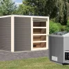Karibu Sauna Cuben Terragrau + 9 KW BIO-Kombiofen Mit Ext. Steuerung Easy