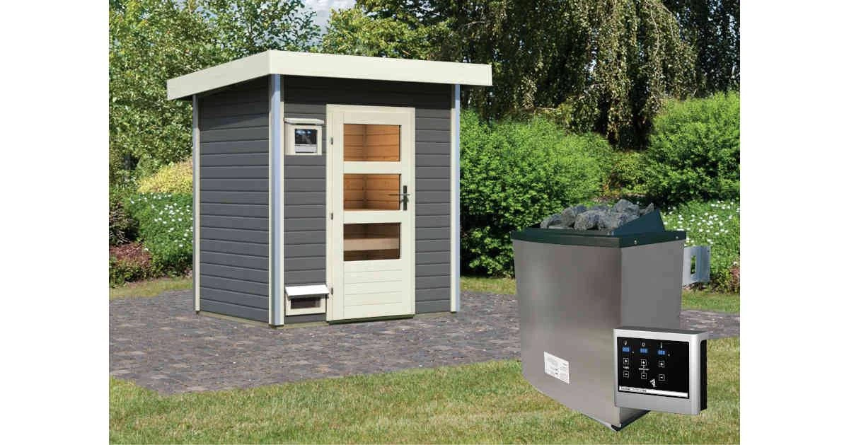 Karibu Sauna Jorgen Terragrau +9 KW Saunaofen Mit Ext. Steuerung Easy – Bild 3