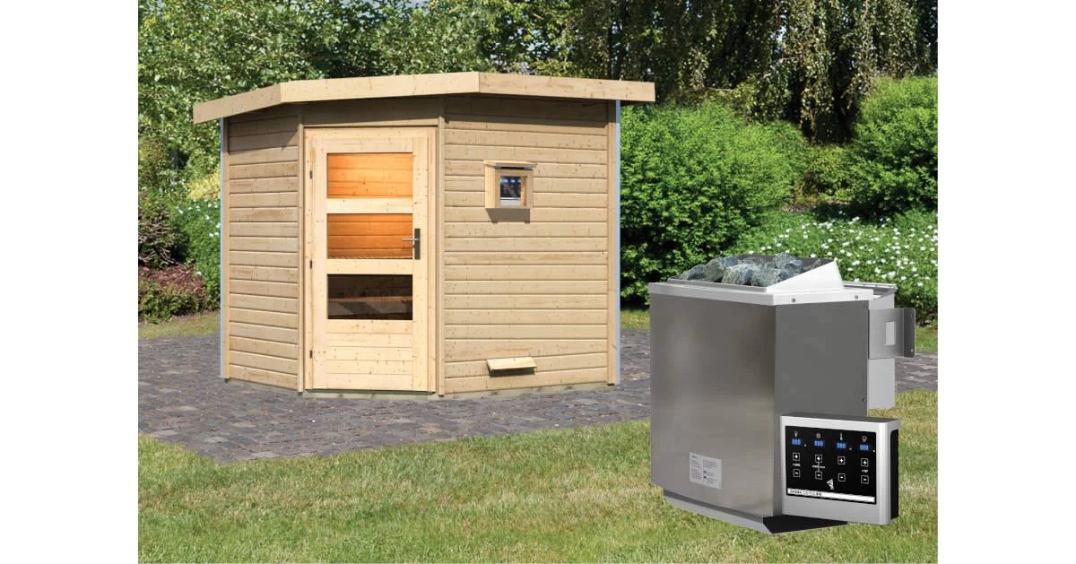 Karibu Sauna Mikka Naturbelassen + 9 KW BIO-Kombiofen Mit Ext. Steuerung Easy – Bild 4