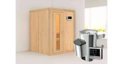Karibu Sauna Minja + 3,6kW Plug&Play Ofen Externe Steuerung