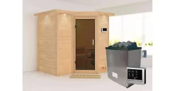 Karibu Sauna Sahib 1 Mit Dachkranz + 9kW Saunaofen Mit Ext. Steuerung Easy