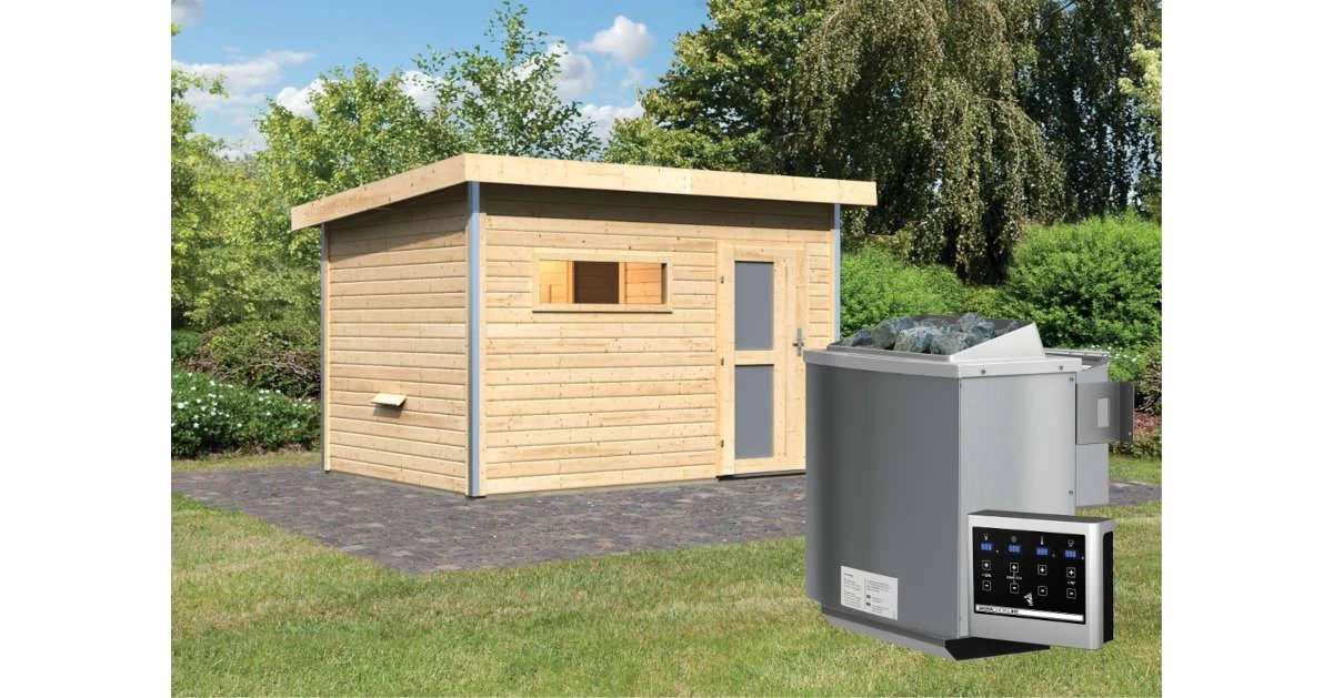 Karibu Sauna Skrollan 2 Naturbelassen + 9 KW BIO-Kombiofen Mit Ext. Steuerung Easy – Bild 9