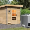Karibu Sauna Torge Naturbelassen + 9 KW BIO-Kombiofen Mit Ext. Steuerung Easy