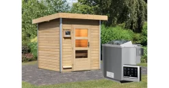 Karibu Sauna Torge Naturbelassen + 9 KW BIO-Kombiofen Mit Ext. Steuerung Easy