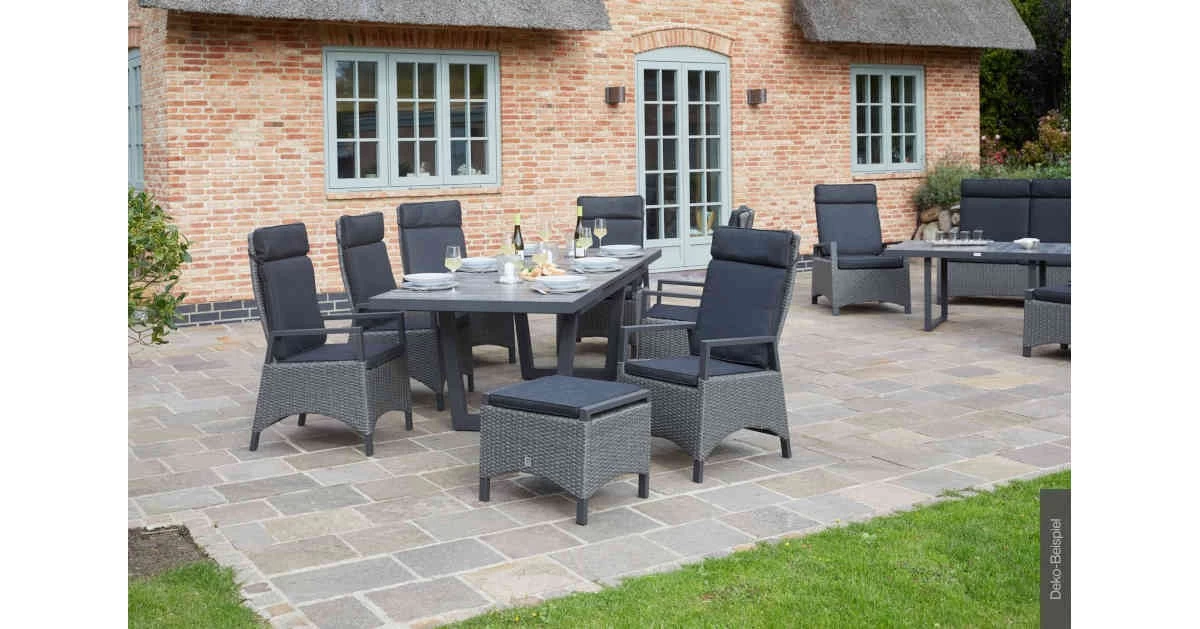 Gartenmöbel 8er Set Keramo Dining Set Grau Mix – Bild 4
