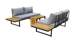 Gartenlounge Set Sungardo 9teilig Anthrazit Aus Aluminium Akazie Multifunktions-Gartenmöbel Olympia