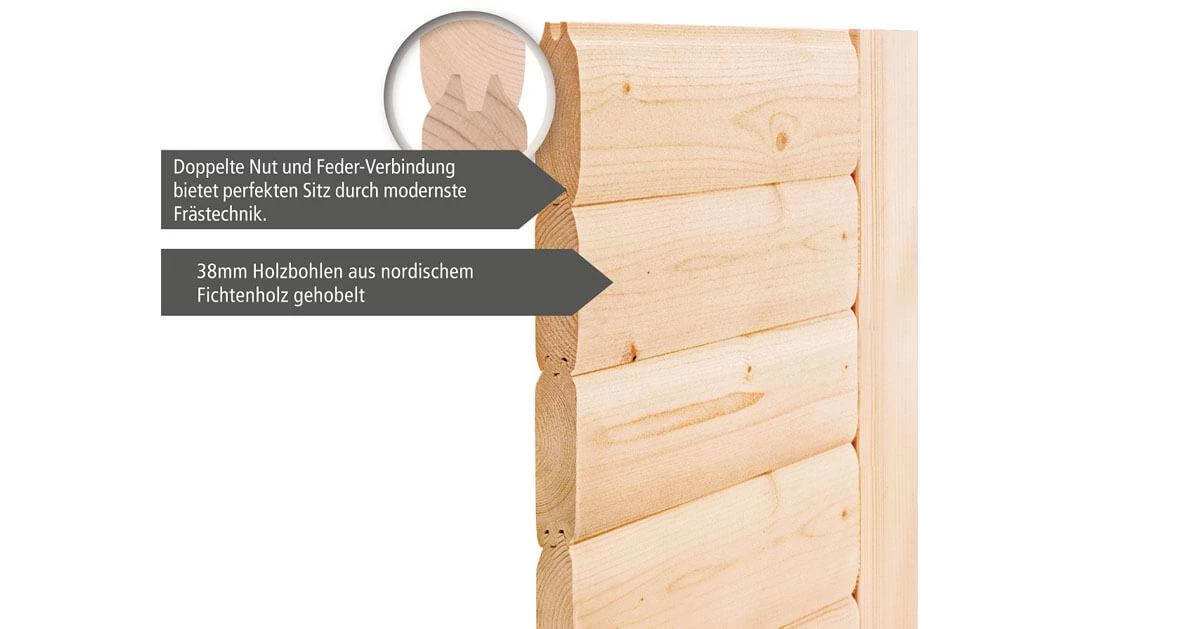 Karibu Sauna Adelina Mit Dachkranz + 9kW Saunaofen Mit Externer Steuerung Easy – Bild 8