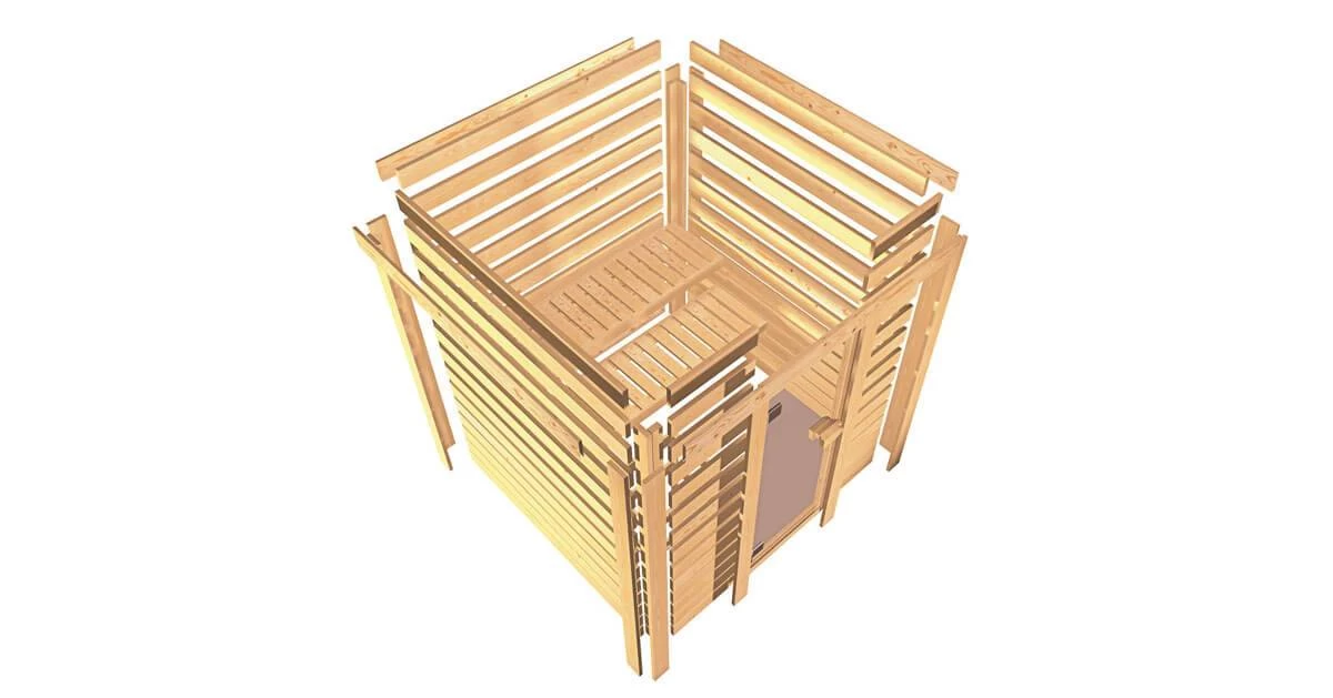 Karibu Sauna Adelina Ohne Dachkranz + 9kW Saunaofen Mit Integrierter Steuerung – Bild 5