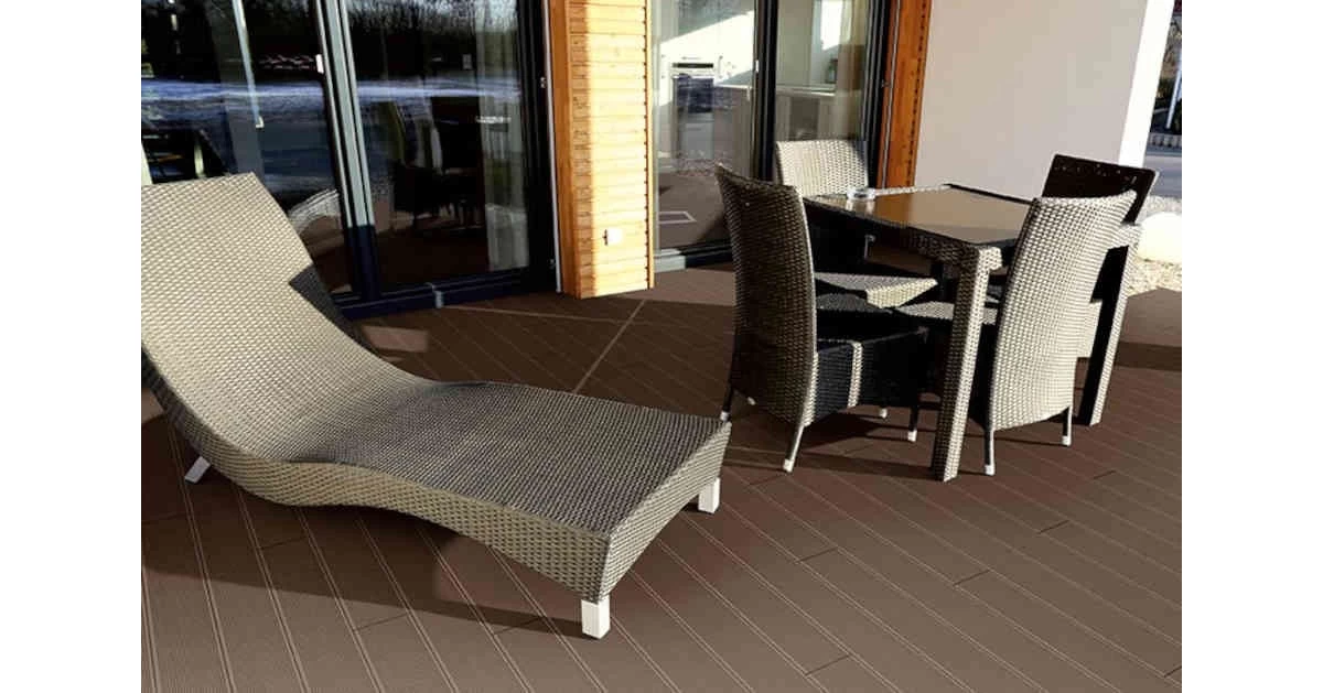 WPC Terrassendiele 23 X 146mm In 390cm Lang Hohlkammer Mahagoni – Bild 3